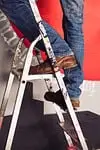 stepladder, man, cowboy, jeans, painter, artist, wall, street artist